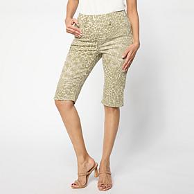 "As Is" DG2 by Diane Gilman Printed Stretch Denim Pull-On Bermuda S...