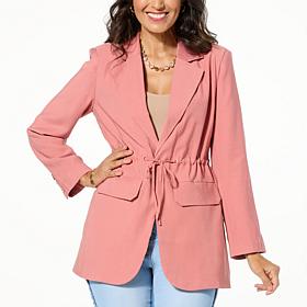 "As Is" DG2 by Diane Gilman Soft Twill Cinched Waist Blazer