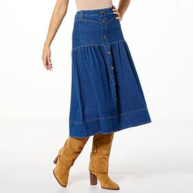 "As Is" DG2 by Diane Gilman Super Stretch Knit Denim Front Yoke Gat...