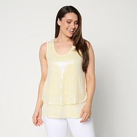 "As Is" DG2 by Diane Gilman U-Neck Sequined Easy Tank
