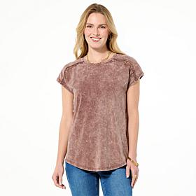 "As Is" DG2 by Diane Gilman Venise Lace Trimmed Dolman Sleeve Top