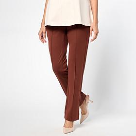 "As Is" Diane Gilman Seamed Slim Straight Leg Ponte Pant