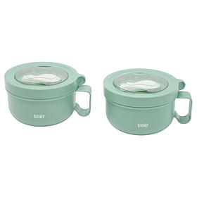 "As Is" Dishy Set of Two Insulated Microwavable Soup Bowls
