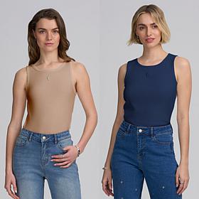"As Is" Elle Get the Look Ribbed Knit Tank 2-pack