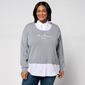 "As Is" Elle Get the Look Twofer Mixed Media Sweater