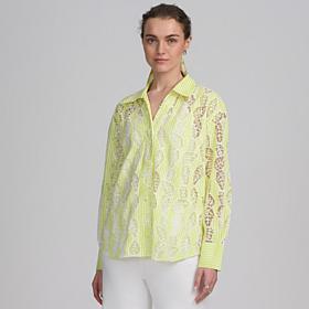 "As Is" Elle Live Get the Look Striped Lace Shirt