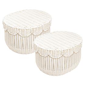 "As Is" Emryn House PE Rattan Storage Baskets with Lids - Set of 2