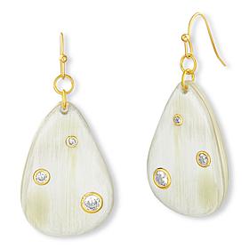 "As Is" Faire Collection Simone CZ Handcarved Teardrop Dangle Earrings