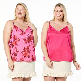 "As Is" G by Giuliana 2-pack Woven Satin Camisole