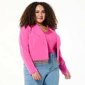 "As Is" G by Giuliana Black Label Blazer with Rhinestone Trim