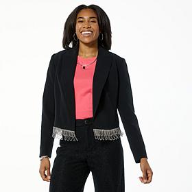 "As Is" G by Giuliana Black Label Blazer with Rhinestone Trim