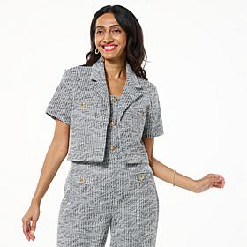 "As Is" G by Giuliana Black Label Bouclé Knit Bolero