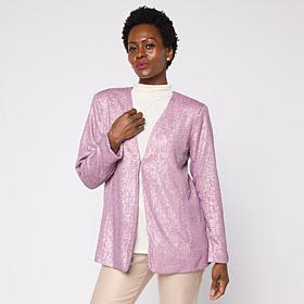 "As Is" G by Giuliana Black Label Collarless Sequin Knit Cardigan