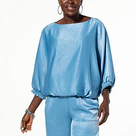 "As Is" G by Giuliana Black Label Dolman-Sleeve Satin Top