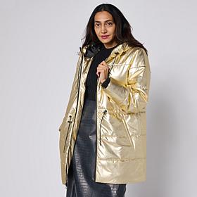 "As Is" G by Giuliana Black Label Metallic Puffer Jacket