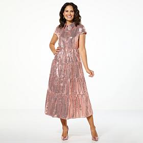 "As Is" G by Giuliana Black Label Sequin Tiered Maxi Dress