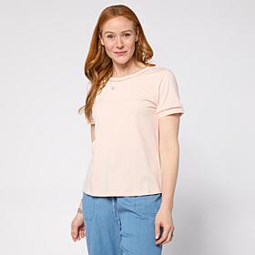 "As Is" G by Giuliana Cotton Modal Short-Sleeve Top with Trim