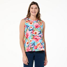 "As Is" G by Giuliana Court to Resort Embellished Print Tank