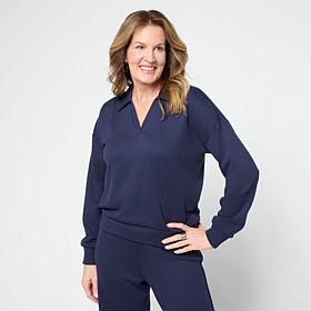 "As Is" G by Giuliana Diamond Knit Polo Sweatshirt