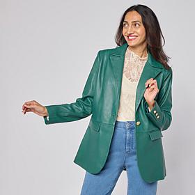 "As Is" G by Giuliana Lamb Leather Single-Breasted Blazer