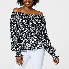 "As Is" G by Giuliana Off-The-Shoulder Smocked Blouse