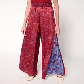 "As Is" G by Giuliana Printed Woven Wide-Leg Pant with Godets