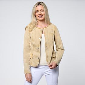 "As Is" G by Giuliana Snow Wash Collarless Denim Jacket