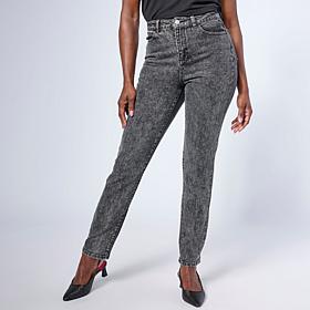 "As Is" G by Giuliana Straight-Leg Denim Jean with Rhinestones