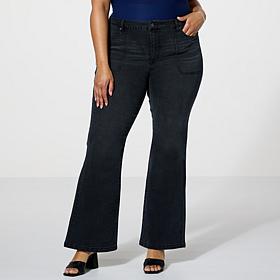 "As Is" G by Giuliana Stretch EcoChic Denim High-Rise Flared-Leg Jean