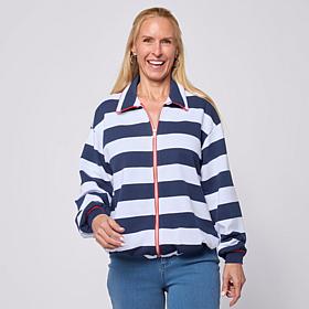 "As Is" G by Giuliana Striped Knit Zip Up Jacket