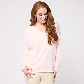 "As Is" G by Giuliana Textured Gauze Knit V-Neck Pullover Top