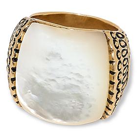 "As Is" GemHues Bronze Gemstone Textured Wide Band Ring