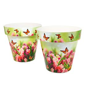 "As Is" Greanbase 15" Printed Planters - Set of 2
