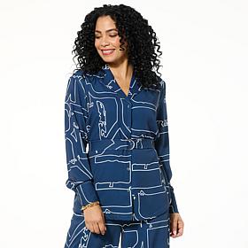 "As Is" GREY by Jhoan Sebastian Grey Logo Print Button-Down Top