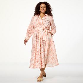 "As Is" GREY by Jhoan Sebastian Grey Tie Dye Satin Crepe Shirtdress