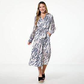 "As Is" GREY by Jhoan Sebastian Grey Tie Dye Satin Crepe Shirtdress