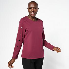 "As Is" Grey by Jhoan Sebastian Lightweight Double-Knit Grommet Top