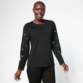 "As Is" Grey by Jhoan Sebastian Lightweight Double-Knit Grommet Top