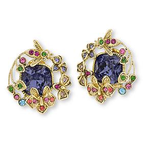 "As Is" Heidi Daus Honey Bee Bouquet Goldtone Crystal Stud Earrings