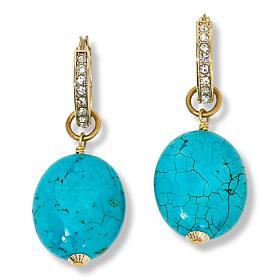 "As Is" Heidi Daus "Loop Back Around" Crystal Hoop & Chrm Drop Earrngs