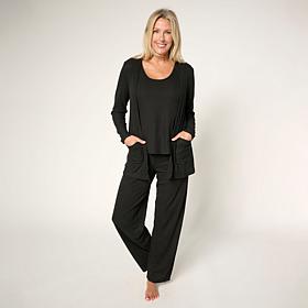 "As Is" HUE 3-piece Ribbed Knit Lounge Set