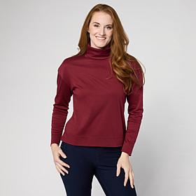 "As Is" HUE Cotton Jersey Long-Sleeve Turtleneck Top