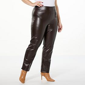 "As Is" HUE Faux Leather Straight Leg Pant