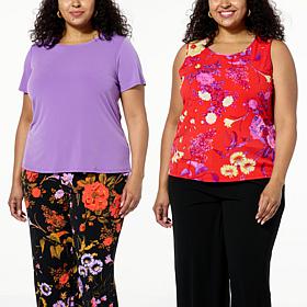 "As Is" IMAN Global Chic 2-pack Solid Tee and Printed Tank Set