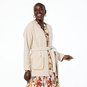 "As Is" IMAN Global Chic Belted Fleece Jacket