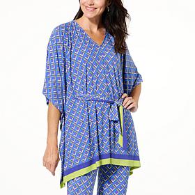 "As Is" IMAN Global Chic Geo Print Belted Scarf Top