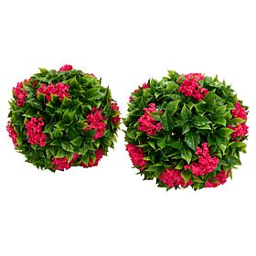 "As Is" Improvements 13" Faux Crepe Myrtle Spheres - Set of 2