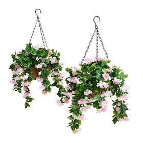 "As Is" Improvements 15" Faux Crepe Myrtle Hanging Baskets - Set of 2