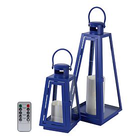 "As Is" Improvements Metal Lanterns with LED Pillar Candles - Set of 2