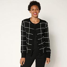"As Is" Jaclyn Smith Button-Front Long-Sleeve Sweater Jacket